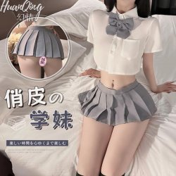 Sexy JK Uniform Set for Small Bust - Revealing Chest School Outfit, Flirty Pleated College Costume
