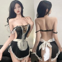 Yingyan Seductive Lace Lingerie Set - Maid Costume with Adjustable Straps, Pure Temptation Role Play Outfit