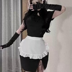 Sexy Maid Costume for Women - Devil Girl Chinese Style Split Qipao Outfit, Busty Nightclub & Cosplay Lingerie Set