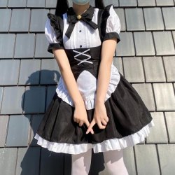 Black & White Gothic Lolita Maid Dress - Japanese Export Style Halloween Costume for Women