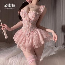 Women's Small-Bust Push-Up Lace Corset Top - Floral Print Sweet & Sexy Shapewear with Built-in Pads