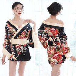 Japanese Geisha Kimono Sleepwear Set – Sexy Yukata Robe & Cosplay Outfit for Women & Crossplay