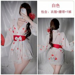 Japanese Kimono Style Halloween Lingerie - Deep V Retro Sexy Costume for Curvy Women