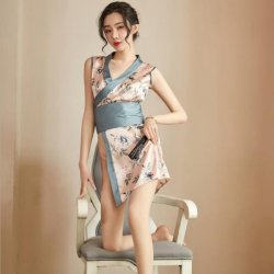 Japanese-Style Sexy Lingerie Kimono Set - Thin Seductive Sleepwear & Loose Robe for Women