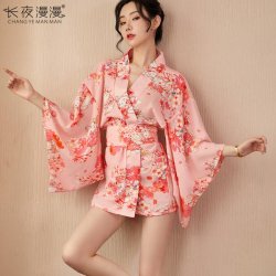 Retro Kimono Lace Lingerie Set - Sexy Sheer Sleeve Corset Costume for Women