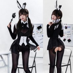 Sexy Bunny Costume for Women - Seductive Sheer Lace Bodysuit, Tight-Fit Playful Cosplay Outfit