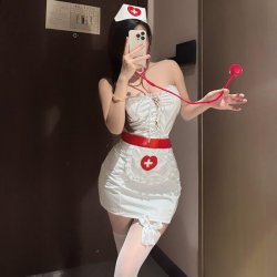 Seductive Nurse Costume for Women - Sexy Tight-Fit Busty Nurse Outfit with Pencil Skirt, Club & Live Stream Ready