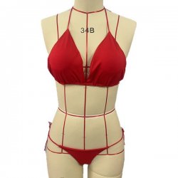 Yefeiyi Sexy Lace Bra Set with Padded Cups - European Style Bikini Set, Women's 3-Piece Lingerie & Swimwear