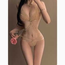 Domila Moxin Lace Bra and Panty Set 7915 - Sexy Sheer Bare-Butt Lingerie Set, Pure & Alluring