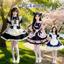 Adorable Bow Cosplay Dress - Student Maid Outfit & Lolita Style Daily Dress for Girls