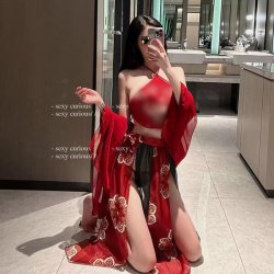Ancient Chinese Court-Style Lingerie Set – Sensual Hanfu Bodice & Sheer Flying Skirt with Embroidery
