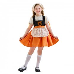 Bavarian Children's Dirndl Dress - Oktoberfest Bavarian Girl Costume, Lolita Farmhouse Style Dress for Girls