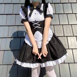 Black & White Gothic Lolita Maid Dress - Japanese Export Style Halloween Costume for Women