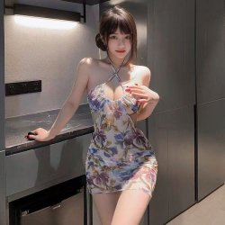 Cherry Romance Thai-Style Beach Vacation Lace Bodycon Dress - Sexy Sheer Back Mini Skirt