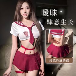 Cute JK Style Sexy Lingerie Set - One-Shoulder Crop Top & Ultra-Short Skirt, Schoolgirl-Inspired Outfit