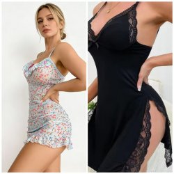 European & US Style Semi-Sheer Floral Lace Sleep Set – Sexy Matching Cami & Panty Two-Piece Outfit for Women