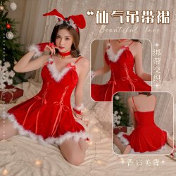 Fairy-Fleece Christmas Lingerie Set - Sweet Youthful Costume for Holiday Parties & Stage Performances