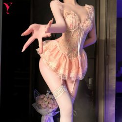 Feiniao Kuiyue Lingerie Set - Floral Print Sweet Corset Bra & Waist-Cinching Sleepwear for Women