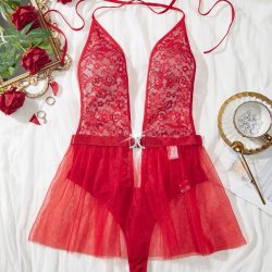 Luxury Full-Lace Sheer Bodysuit for Women – Sexy European-Style Erotic Lingerie Set