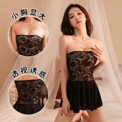 Ice Silk Lace-Trimmed Tube Top Dress - Sheer Tight-Fit Sensual Outfit for Women, Plus Size Bodycon Mini Dress