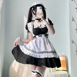 Japanese Black & White Maid Dress - Sexy Cute Lolita Cosplay Costume for Women, Plus Size Servant Outfit