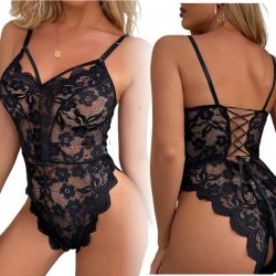 Luxury Lace Bodysuit for Women - Sheer Backless Open-Crotch Sleepwear Set, Sexy Bridal Lingerie Wholesale