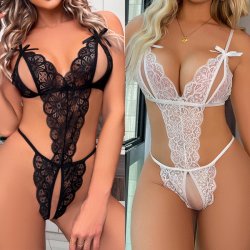Luxury Lace Bodysuit for Women – Sheer Sexy Intimate Lingerie, European Style Erotic Underwear for Adults