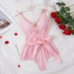 Lace Sheer Bodysuit for Women - Sexy European Style Erotic Lingerie, Full-Body Transparent Intimate Wear