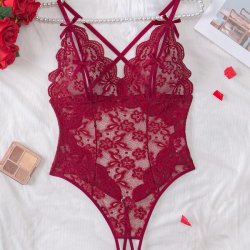 Lace Sheer Bodysuit for Women - Sexy European Style Erotic Lingerie, Full-Body Transparent Intimate Wear