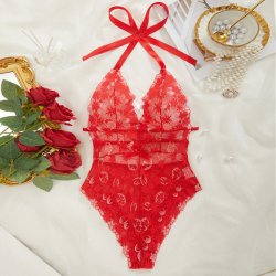 Lace Sheer Bodysuit for Women - Sexy European Style Erotic Lingerie, Full-Body Transparent Intimate Wear