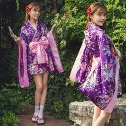 Lolita Dress Anime Cosplay Outfit - Japanese Cherry Blossom Kimono Style Maid Costume for Women