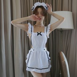 Long Night Seductive Maid Costume Set - Sexy Role Play Lingerie Outfit for Women
