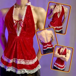 Loubei New Year Lingerie Set – Sexy Lace Velvet Halter Backless Dress for Women, Seductive Outfit for Men