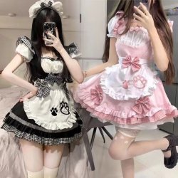 Maid Cosplay Dress - Cute Anime Cat Girl Lolita Costume for Women, Soft Kawaii Maid Outfit