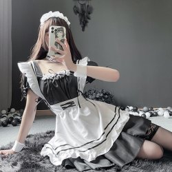 Maid Costume Cosplay Dress - Cute Japanese Style Maid Outfit for Women, Busty-Friendly & Modest Pure-Yuri Aesthetic