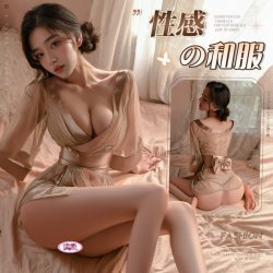 Mannyan Sexy Lingerie Set - Sheer Mesh Deep V-Neck Kimono Style Robe, Japanese-Inspired Costume Outwear