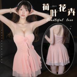 Mannyqing Lingerie Dress - Pure Temptation Halter Neck Mesh Slip Dress, Sexy Low-Cut Sleepwear for Women