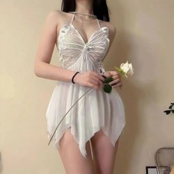 Night Desire Sexy Sleep Dress for Women - Sheer Butterfly Lace Transparent Lingerie Set, Pure & Tempting Nightwear