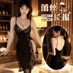 Plus Size Sexy Lace Cami Dress - Busty Allure Sleepwear Set, No-Remove Seductive Lingerie Outfit for Women