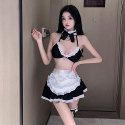 Pure & Playful Maid Costume Set - Sexy Cute Cosplay Lingerie Outfit, No-Remove Design