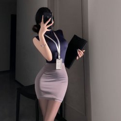 Pure & Tempting Lingerie Set - Secretary Skirt, Air Hostess Costume, Nightclub No-Remove Outfit