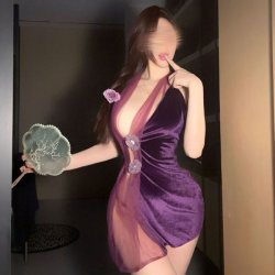 Purple Silk-Look Sensual Hanfu Lingerie Set – Sexy Modest Qipao Sleepwear, Push-Up Bra & Matching Briefs