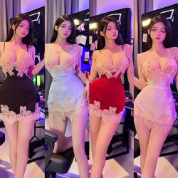 Qingran Lace Backless Sleepwear Set – Seductive Hang-Neck Bodycon Nightgown, Shapewear Pajama Dress for Women