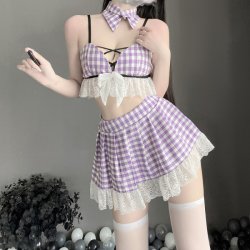 Qingruohan Women's Sexy Costume Set - Student Uniform Role Play Lingerie Outfit for Passionate & Playful Moments