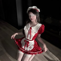 QingShe Seductive Lingerie Set - Pure-Yet-Alluring Butterfly Maid Cosplay Underwear, Soft & Feminine Erotic Apparel