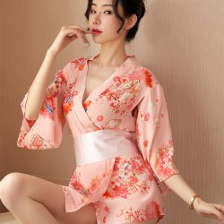 Retro Japanese Kimono Lingerie Set - Sexy Lace Bodysuit with Cut-Out Details & Waist-Cinching Design