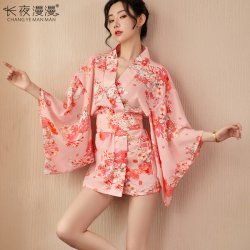Retro Kimono Lace Lingerie Set - Sexy Sheer Sleeve Corset Costume for Women