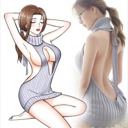 Romantic Sheer Lace Lingerie Set - Open-Front Backless Knit Sweater & Mini Skirt Sleepwear Outfit