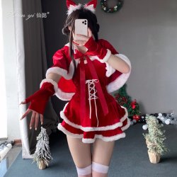 Xianyi Velvet Christmas Lingerie Set - Pure & Tempting Short Skirt Sensual No-Remove New Year Outfit S28