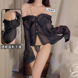 Seductive Sheer Chiffon Sleepwear Set - Pure & Tempting Boyfriend-Style Lace Trim Nightwear, No-Remove Design